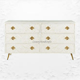 Bone Inlay Optical Chest 6 Drawers White 1
